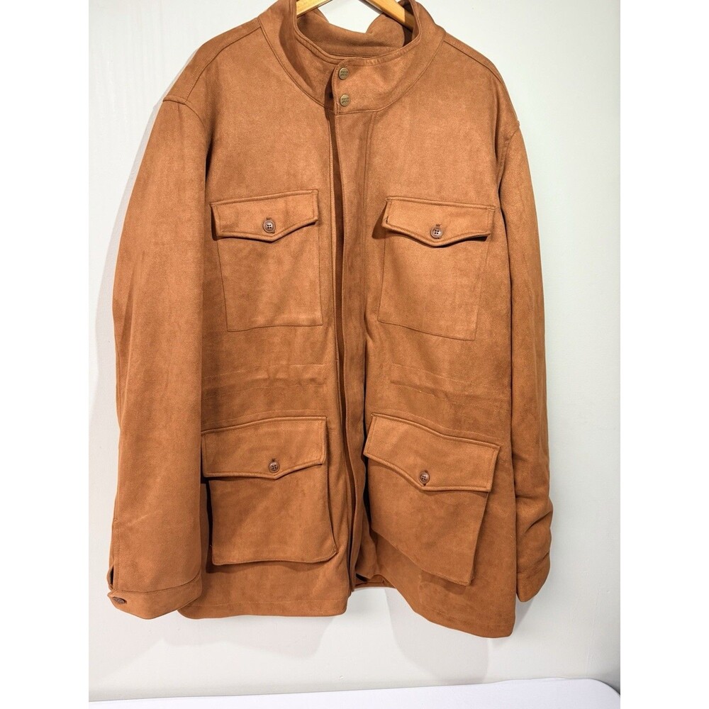 Frye & Co Suede Look Jacket Mens 3XLT Vintage Cognac Brown Field Coat NWT $149